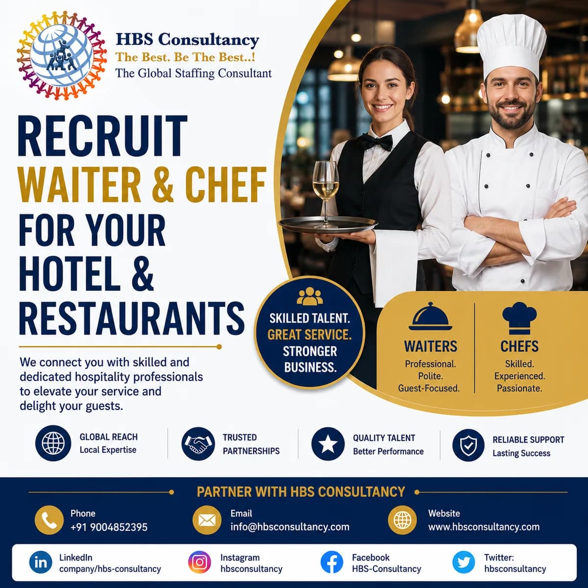 Recruit Overseas Waiters & Chefs for Hotels & Restaurants Across Europe