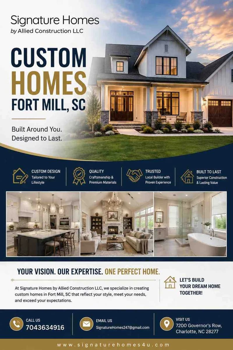 Luxury Custom Homes Fort Mill SC Designed Around You