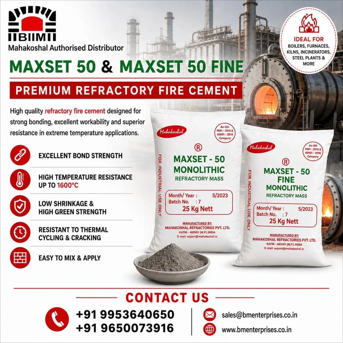 Best Refractory Mortar Maxset 50 and Maxset 50 Fine in Rajasthan
