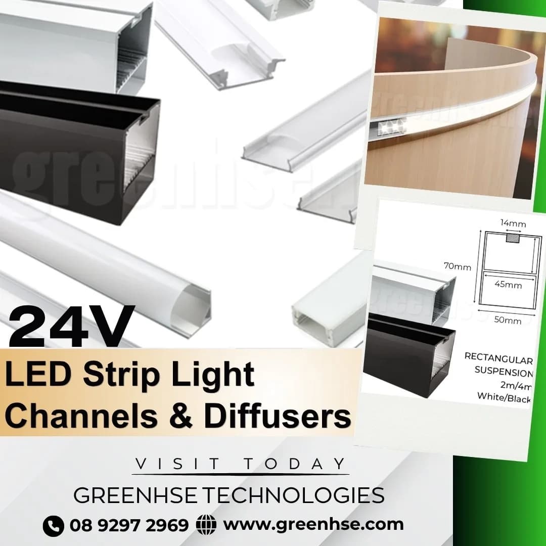 24V LED Strip Light Channels & Diffusers by GreenHSE