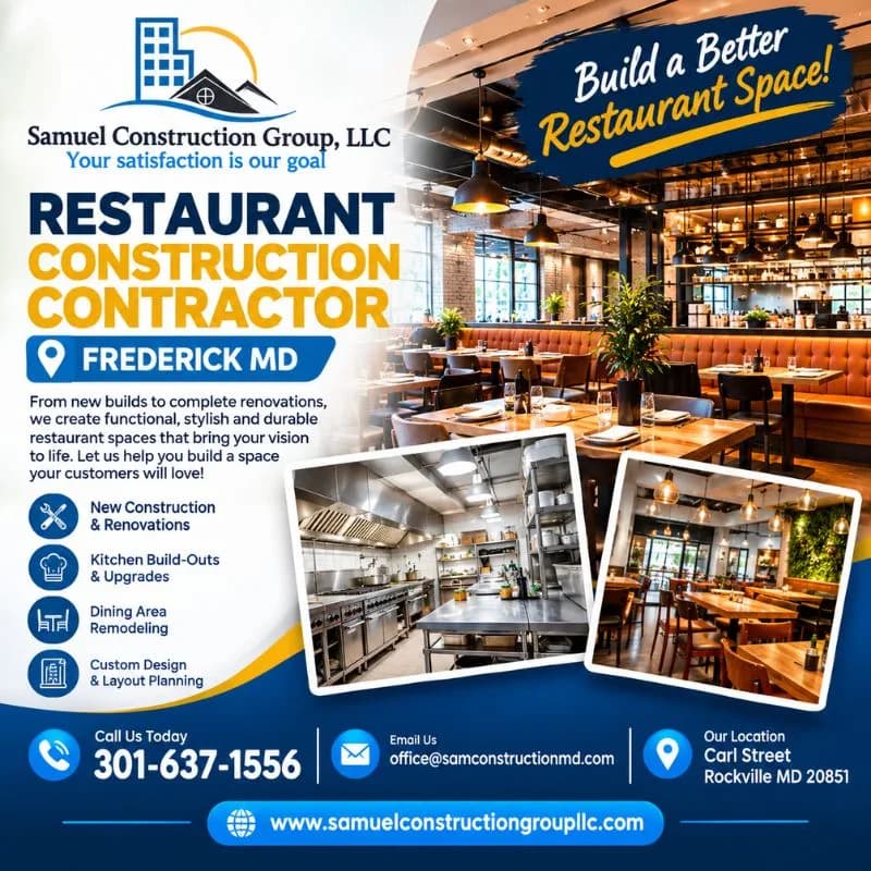 Trusted Restaurant Construction Contractor in Frederick MD