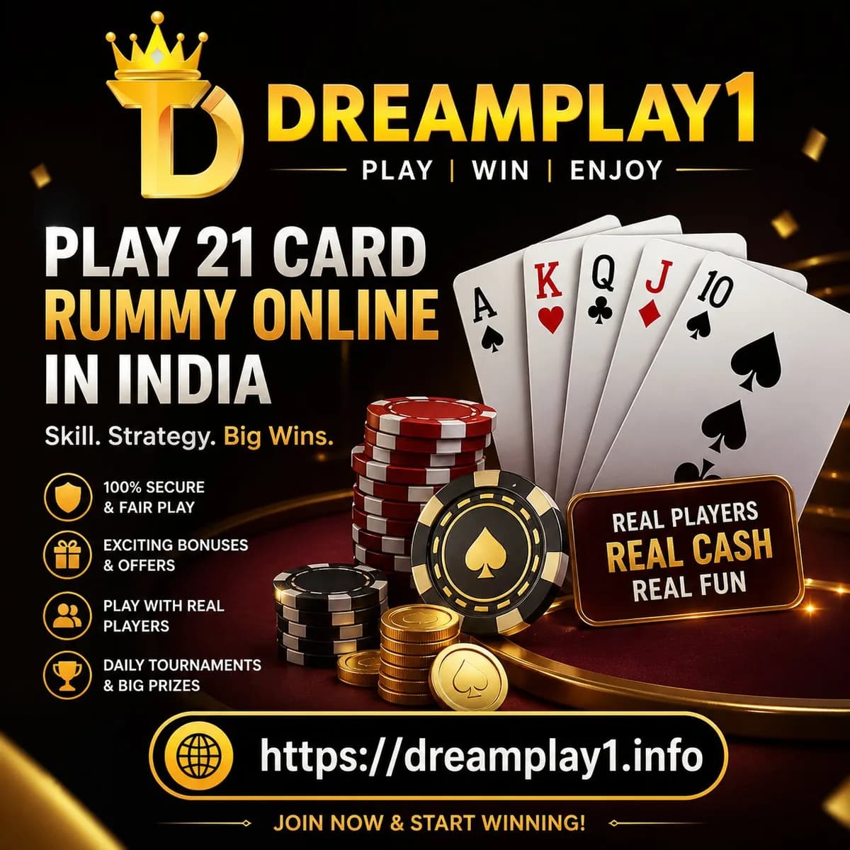 Win Big with 21 Card Rummy Online at Dreamplay1