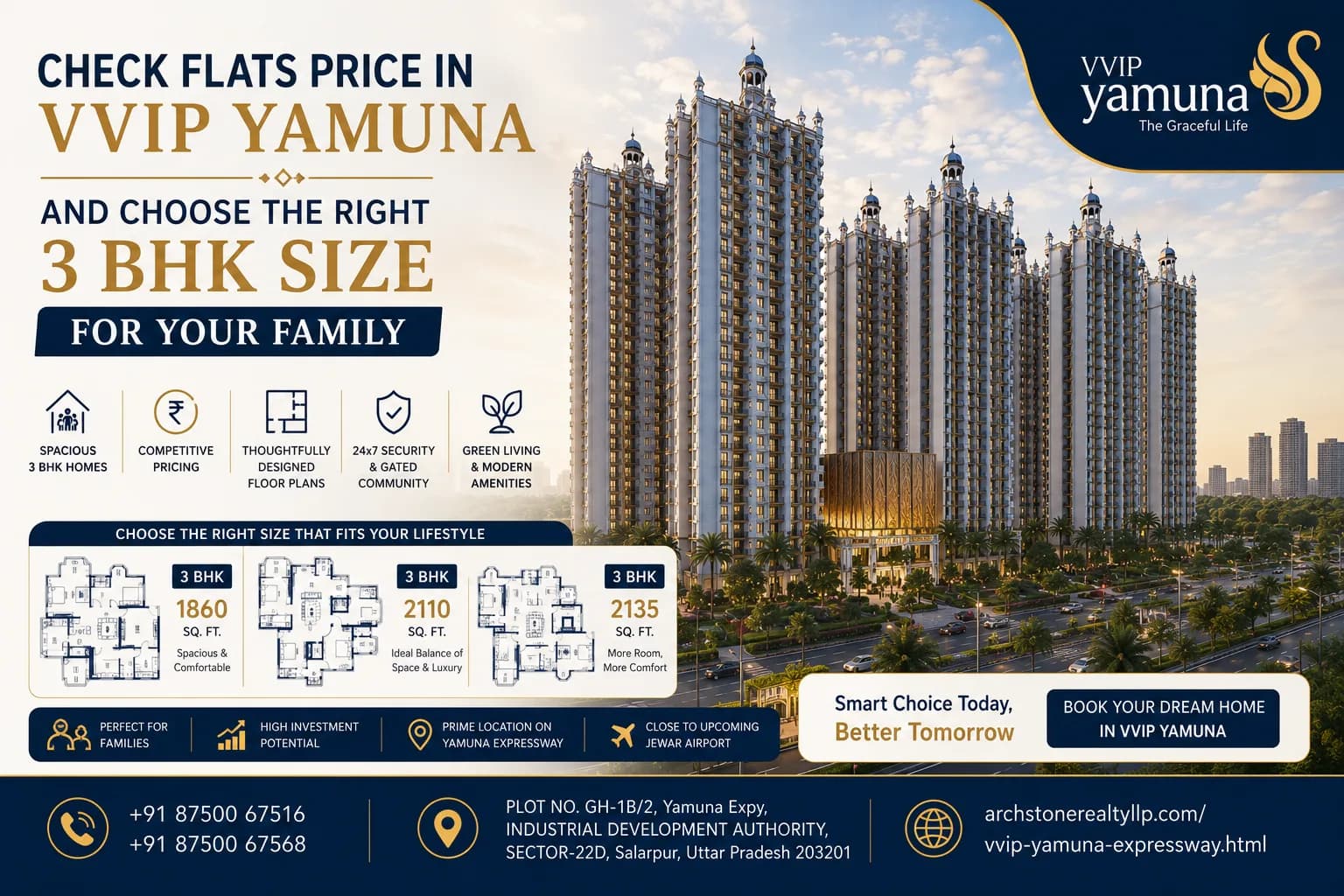 Check Flats Price in VVIP Yamuna and Choose the Right 3 BHK Size for Your Family