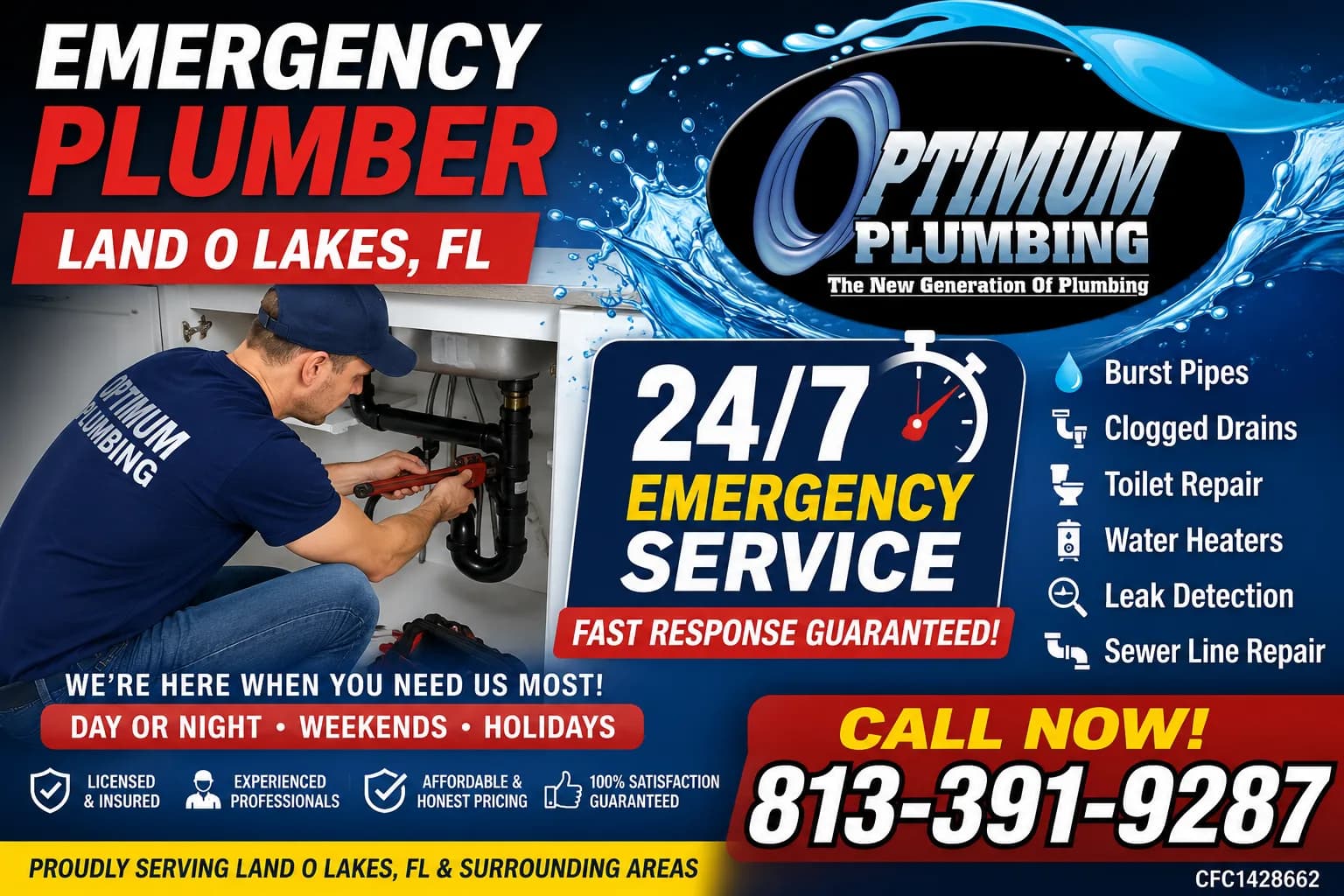 24-Hour Emergency Plumber in Land O Lakes, FL – Quick Response Guaranteed