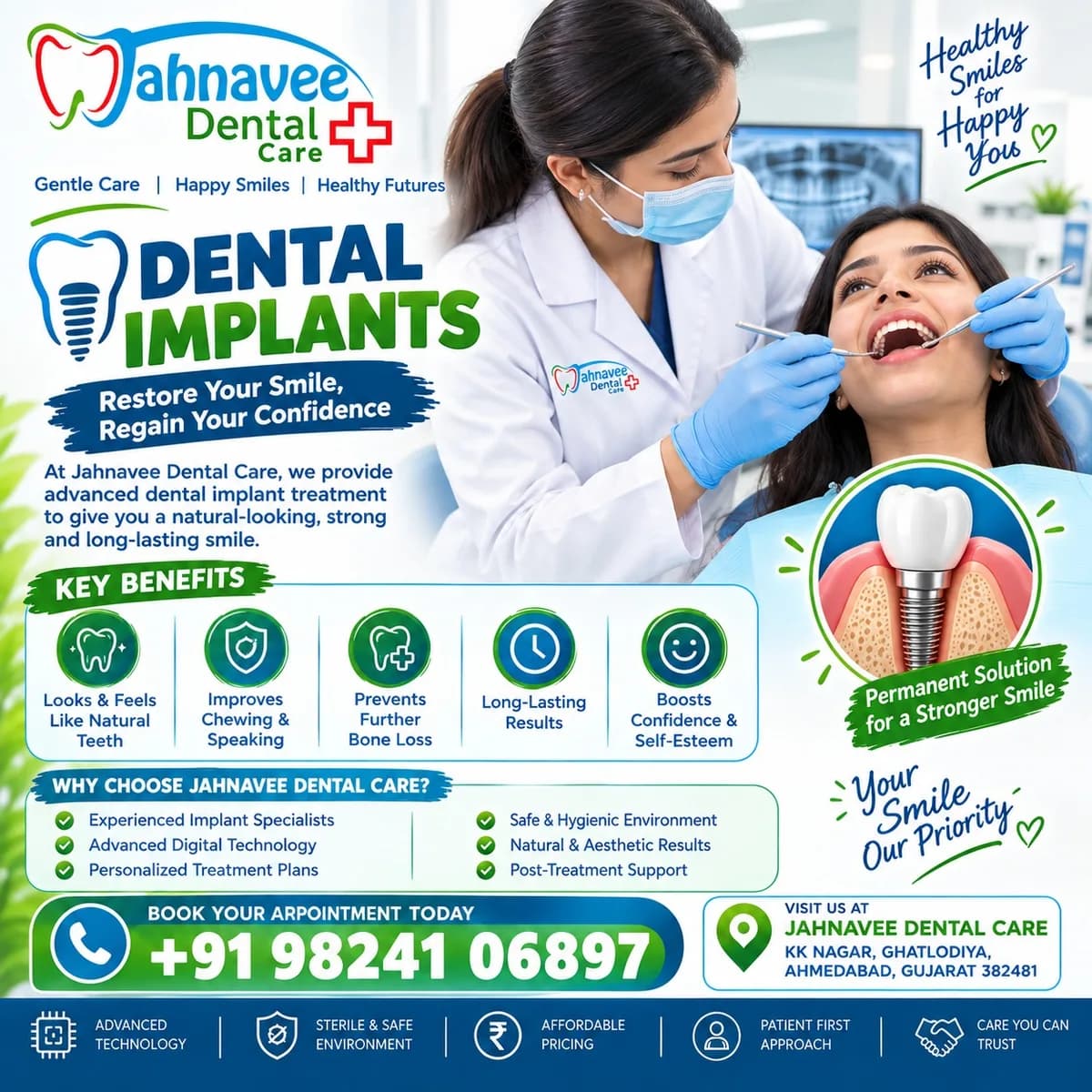 Dental Implants in Ghatlodiya – Jahnavee Dental Care in Ahmadabad