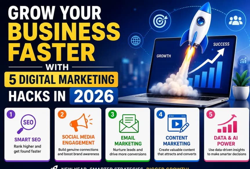 Grow Your Business Faster in 2026 5 Powerful Digital Marketing Hacks You Need to Know