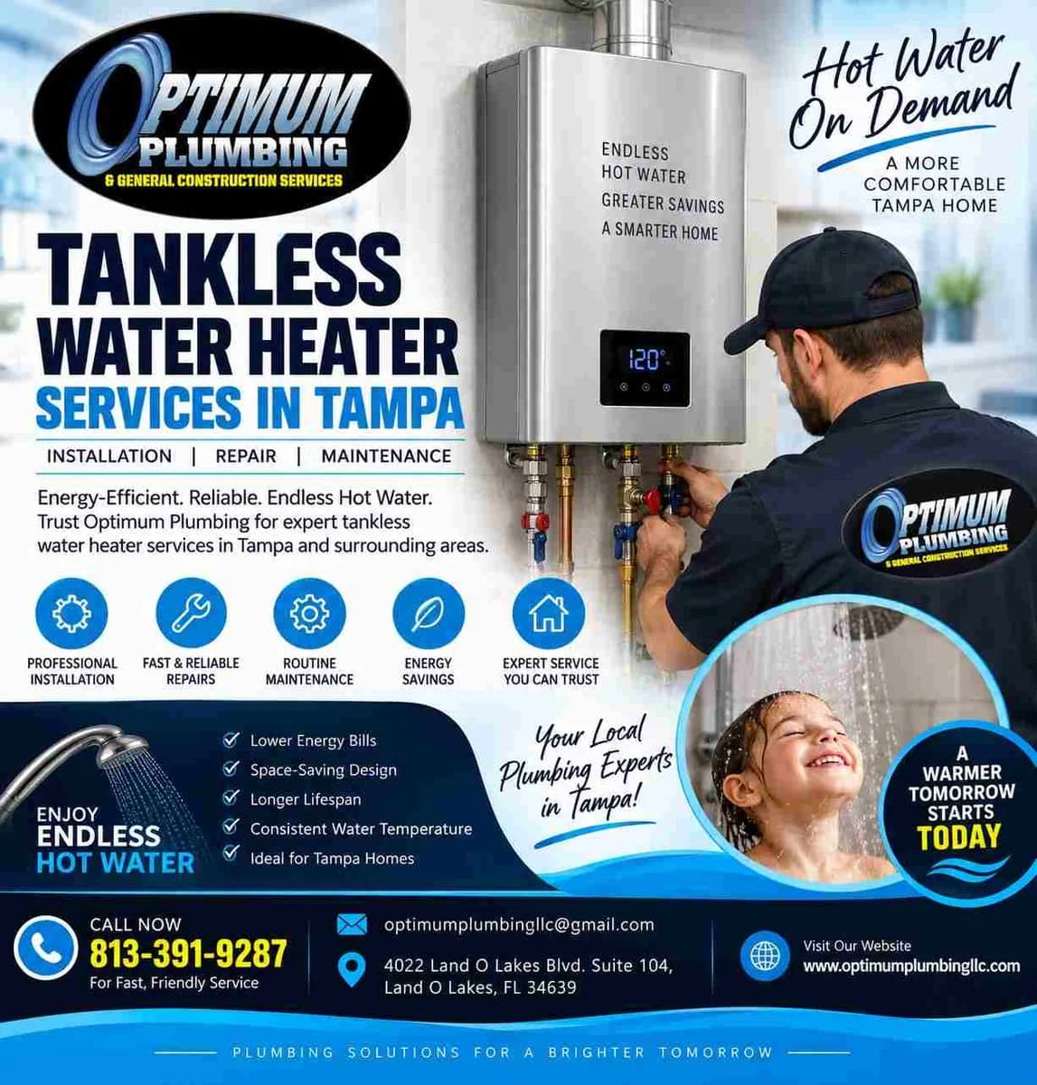 Never Run Out of Hot Water – Tampa Tankless Heater Services 