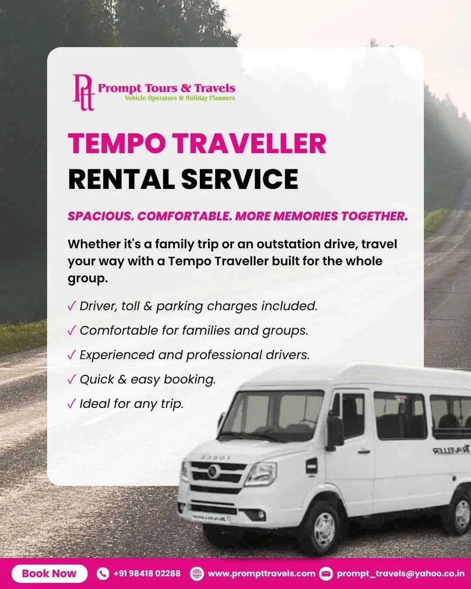 Rent Tempo Traveller Chennai for Comfortable Group Travel