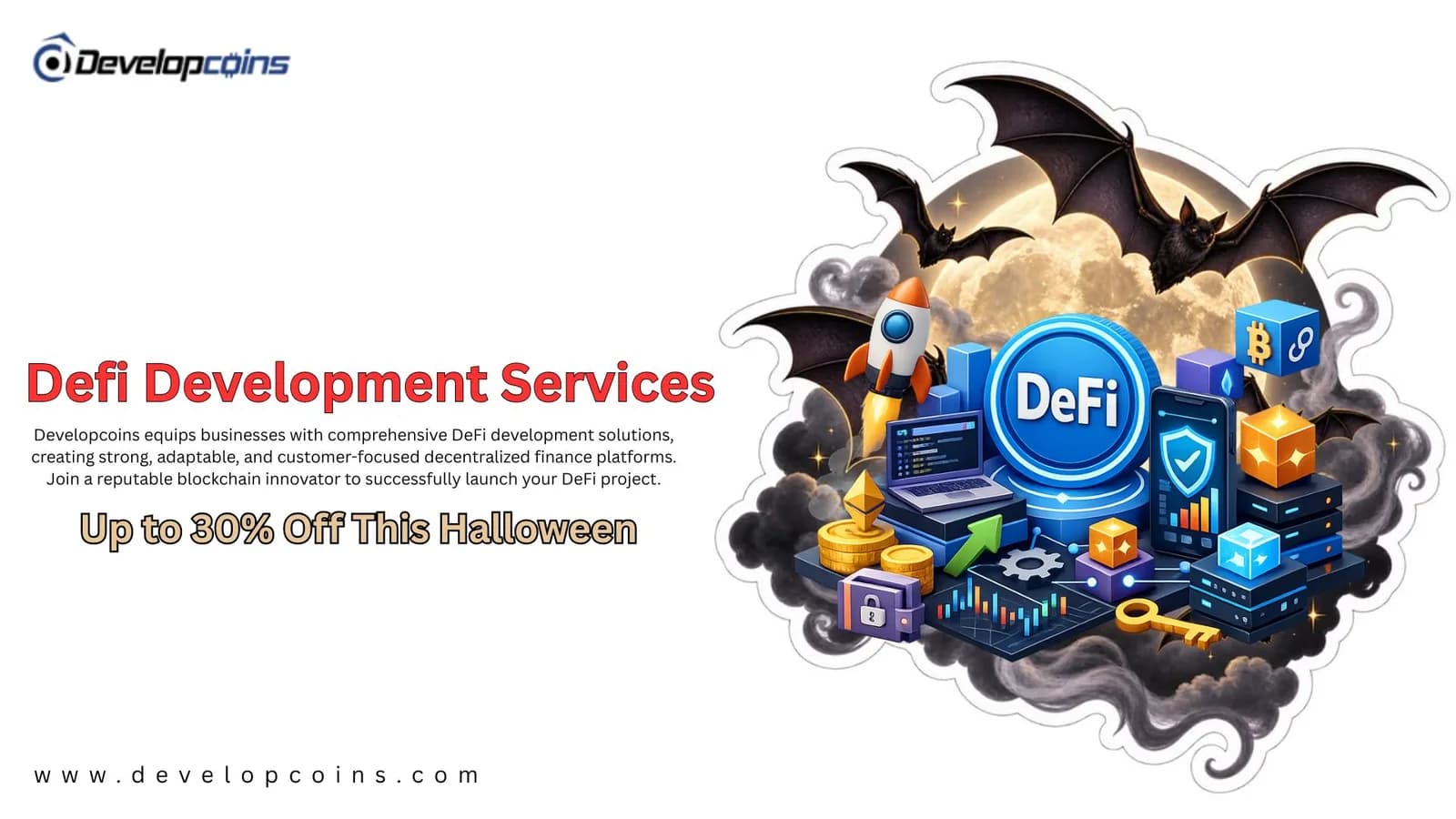 Build Your DeFi Platform This Halloween — Save 30% | Developcoins