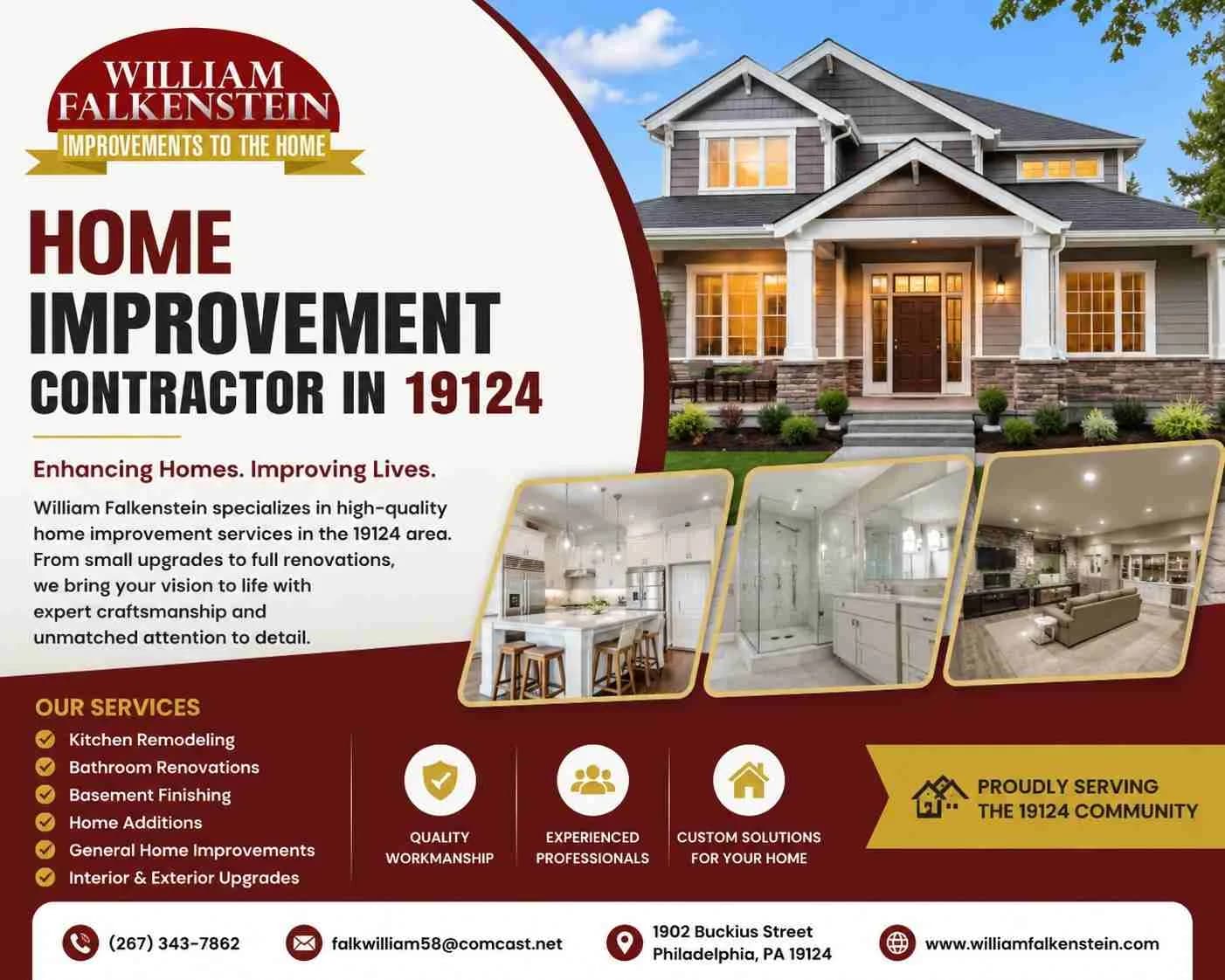 Transform Your Space with a Home Improvement Contractor in 19124! 