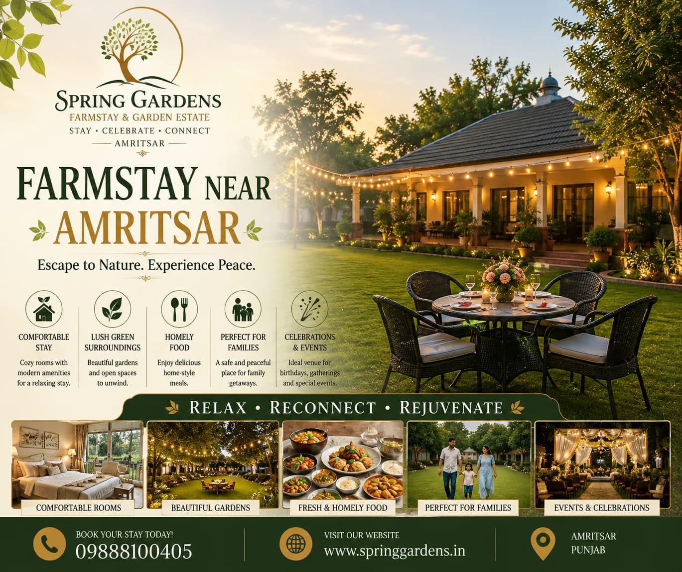 Farmstay Near Amritsar – Peaceful Farmhouse Stay at Spring Gardens
