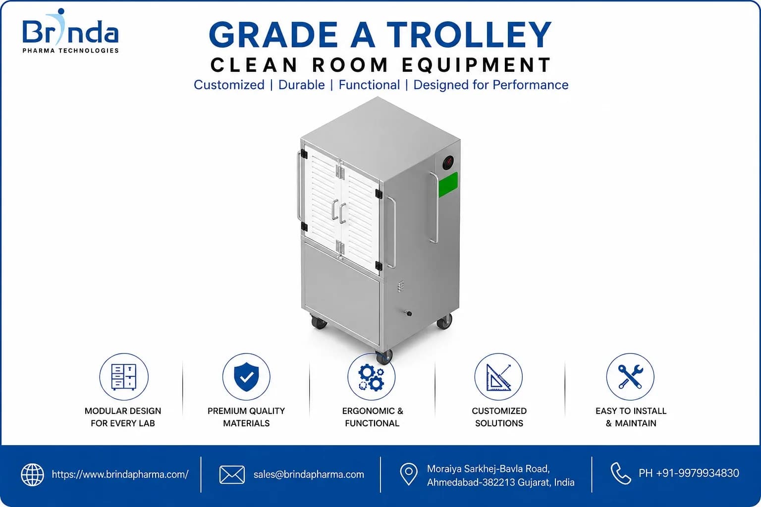 Grade A Trolley Clean Room Equipment Supplier | Brinda Pharma