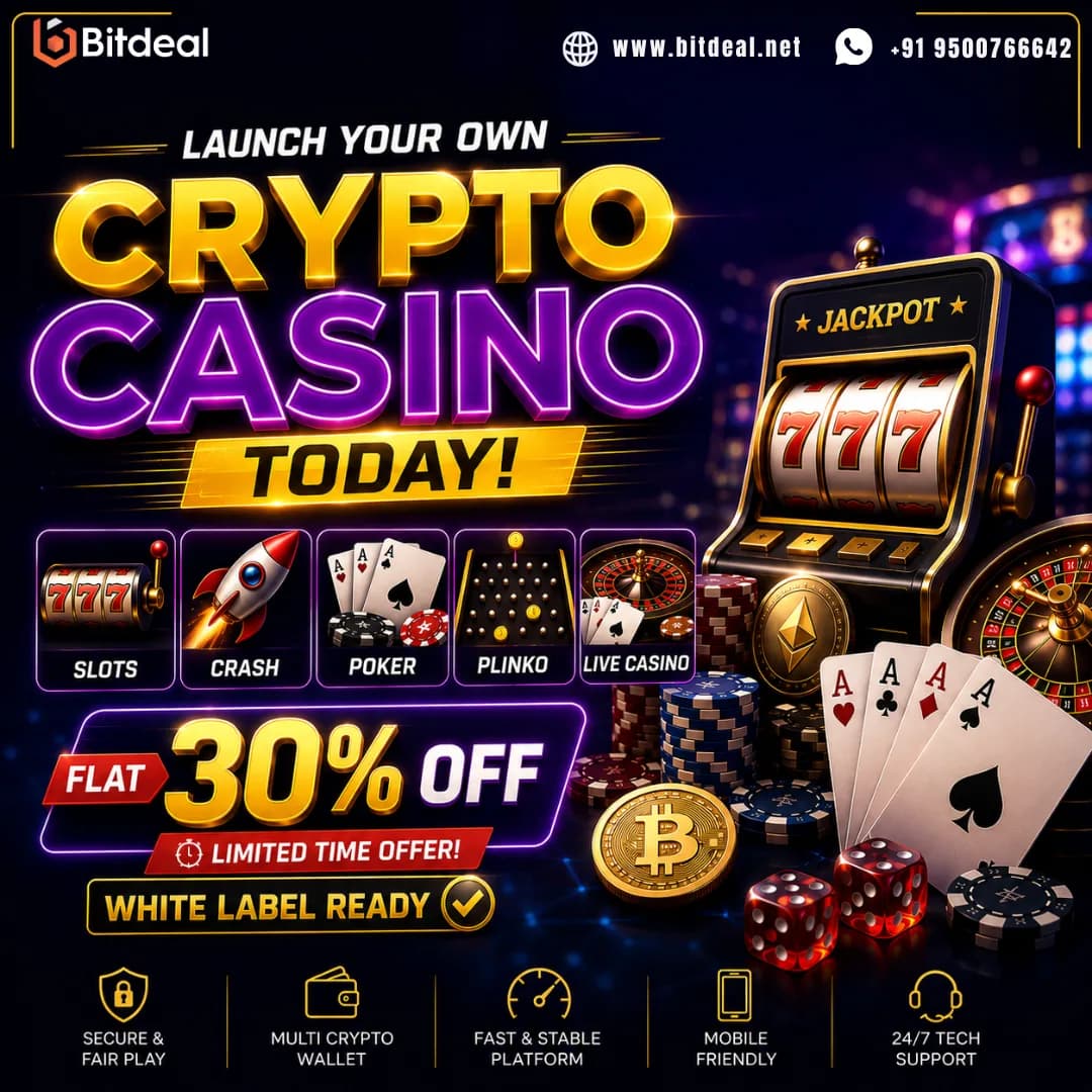 Launch Your Own Crypto Casino Today! | Slots, Crash, Poker, Plinko & Live Casino | Flat 30% OFF
