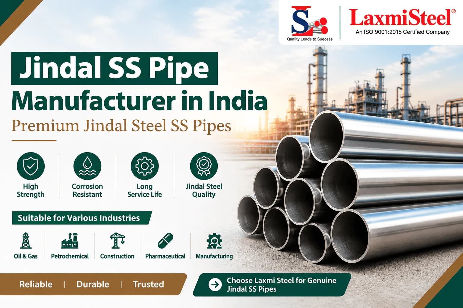 Top Jindal SS Pipe Manufacturer in India | Premium Jindal Steel SS Pipes