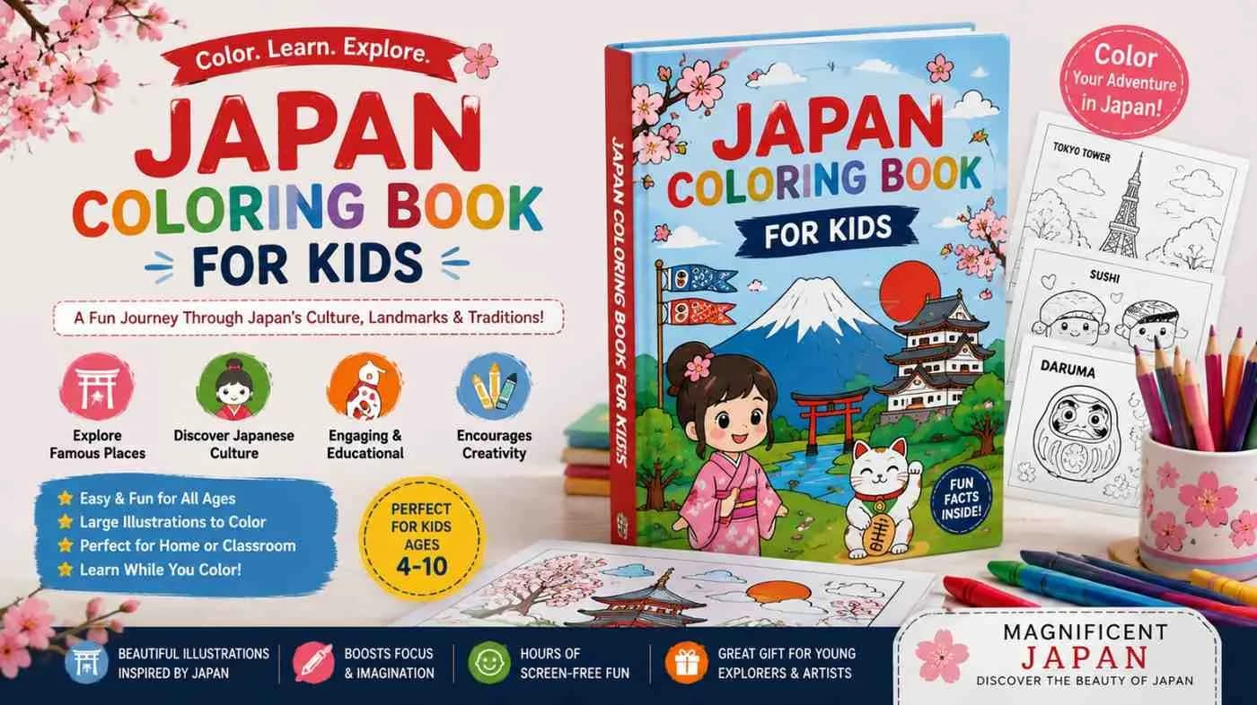 Japan coloring book for kids 