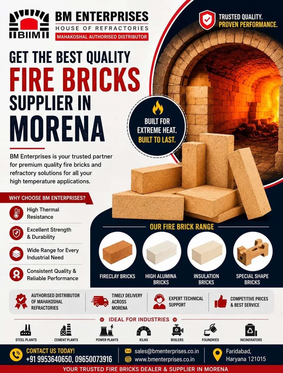 Best Quality Industrial Fire Bricks Supplier in Morena | MP