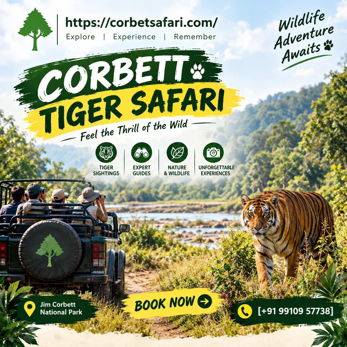 How can tourists book a Corbett tiger safari?