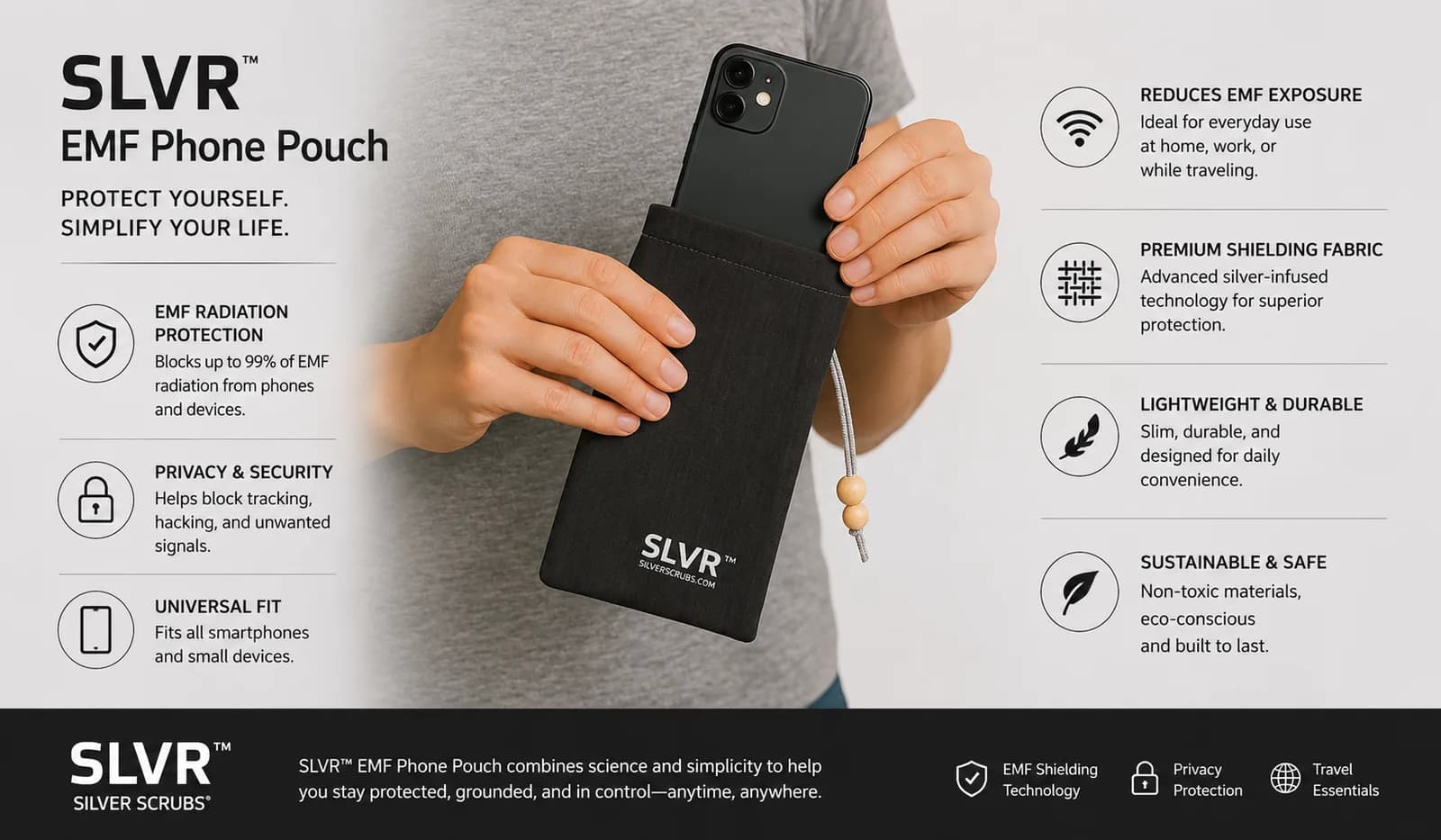 EMF Phone Pouch for Travel and Daily Use