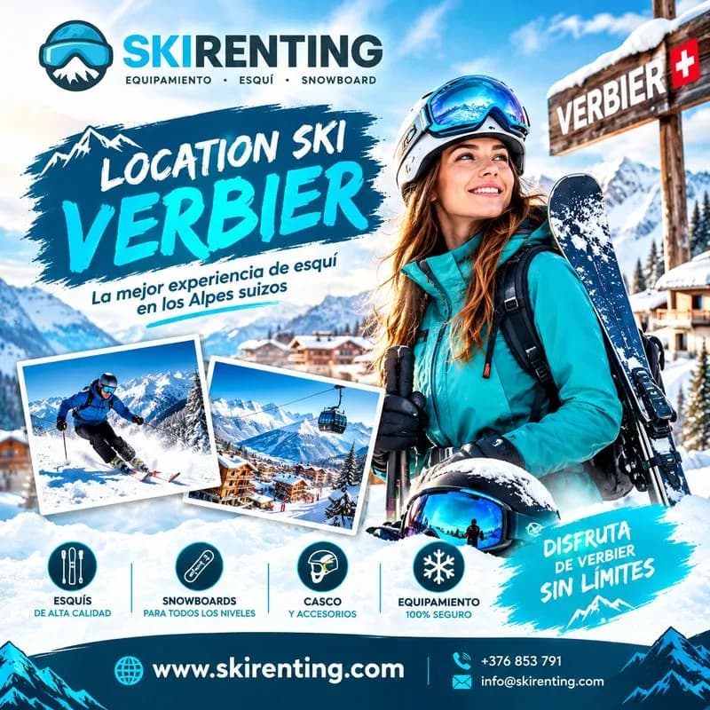 Location ski Verbier con material adecuado para disfrutar de las pistas