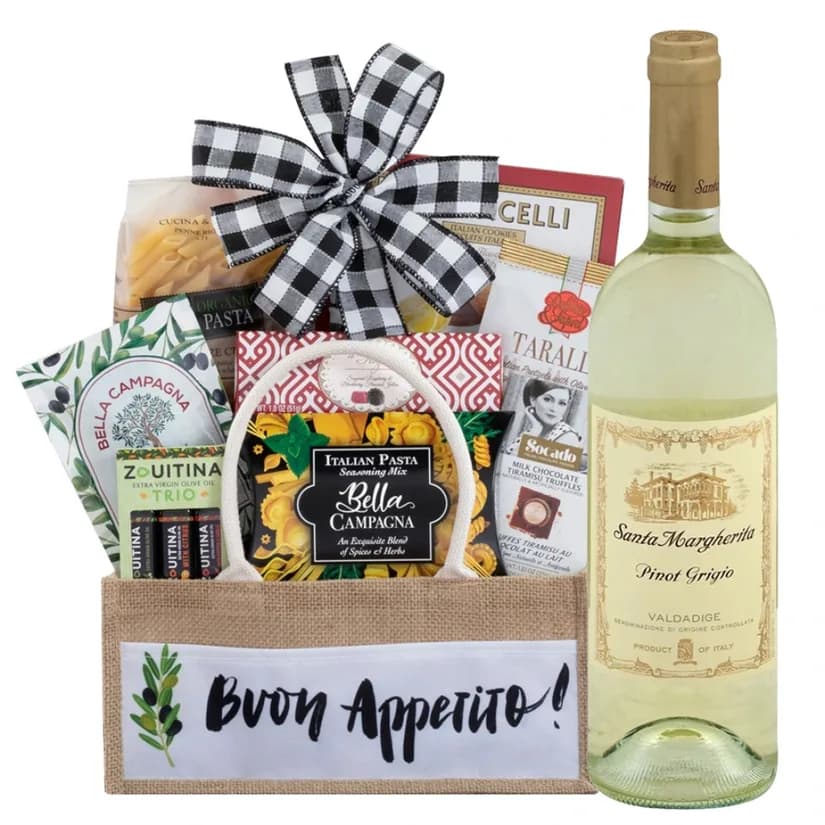 Premium Pinot Grigio gift basket for celebrations