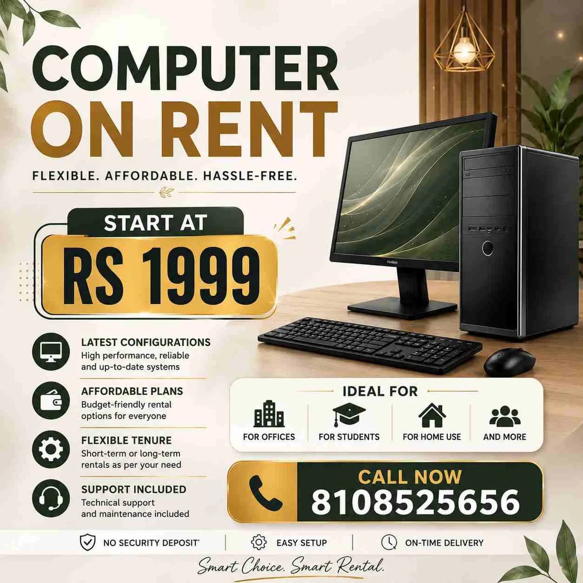  Computer On Rent Start At Rs.1999/-  Only In Mumbai
