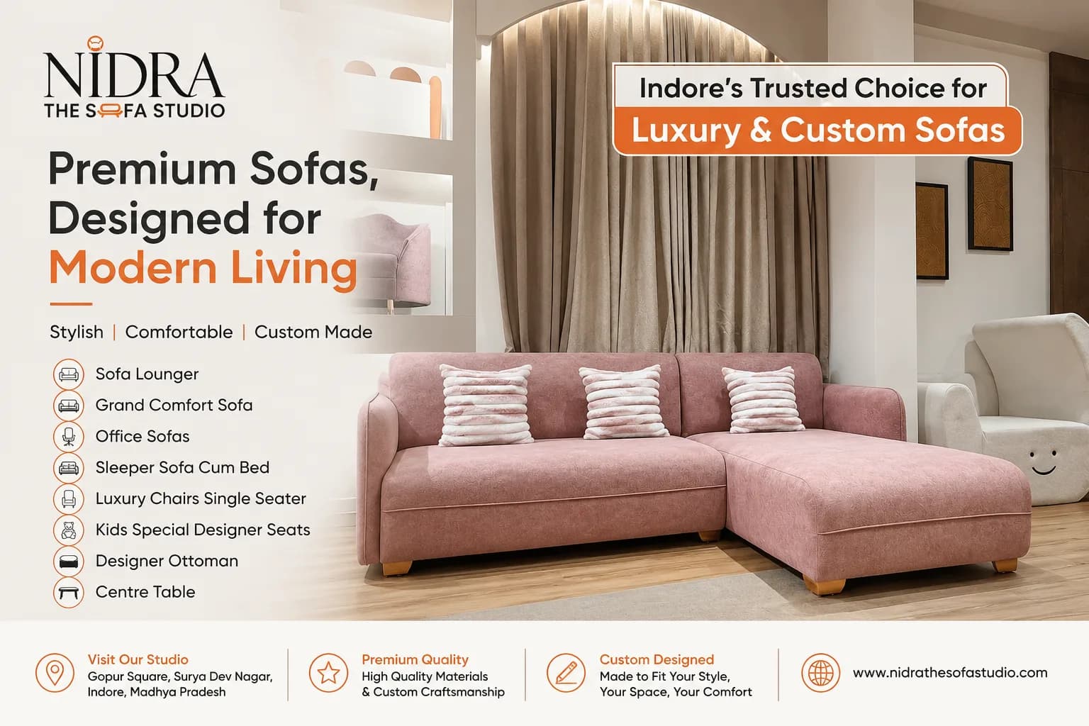 Luxury Four Seater Sofa Designs for Spacious Living Rooms in Indore