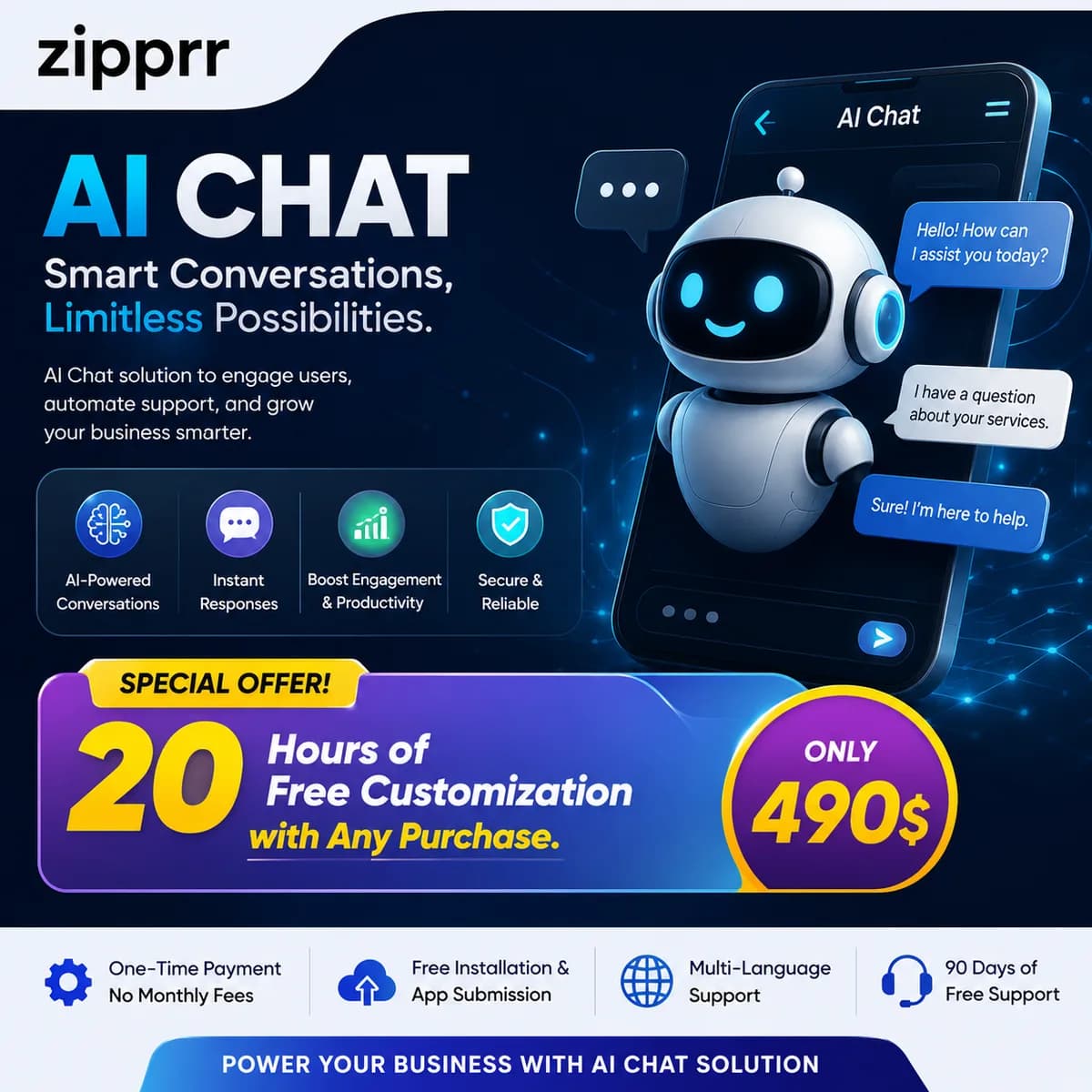 Need Multilingual Chat Support? Zipprr AI Chat, $490 