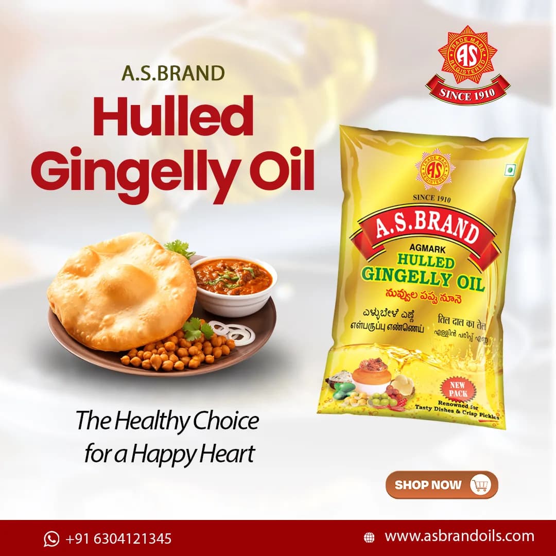 A.S.BRAND Hulled Gingelly Oil 1 ltr + Groundnut Oil 1 ltr
