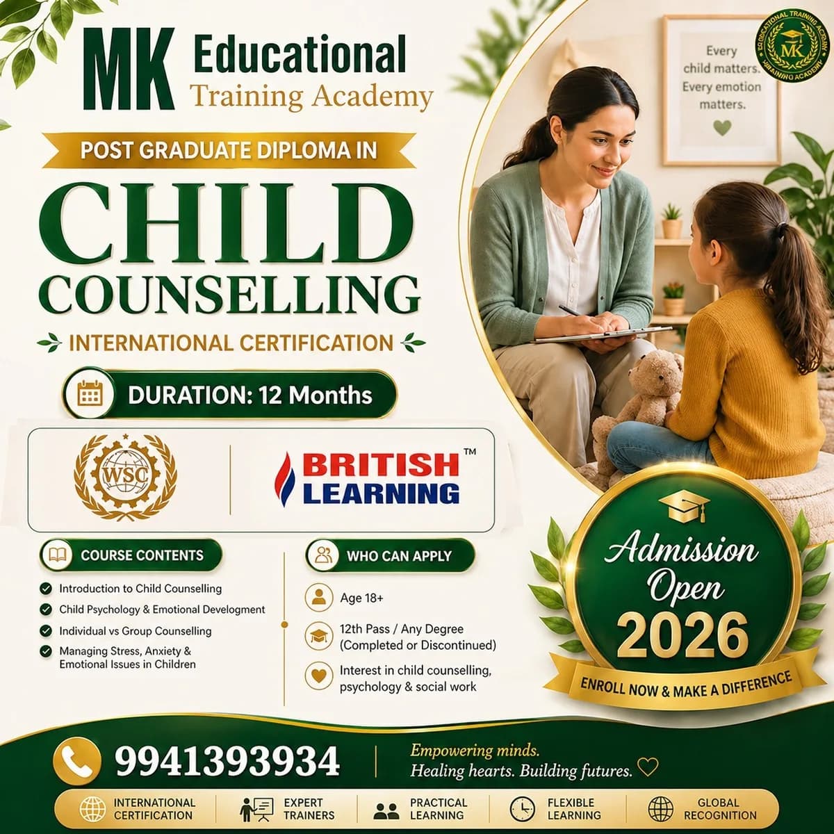 Post Graduate Diploma in Child Counselling