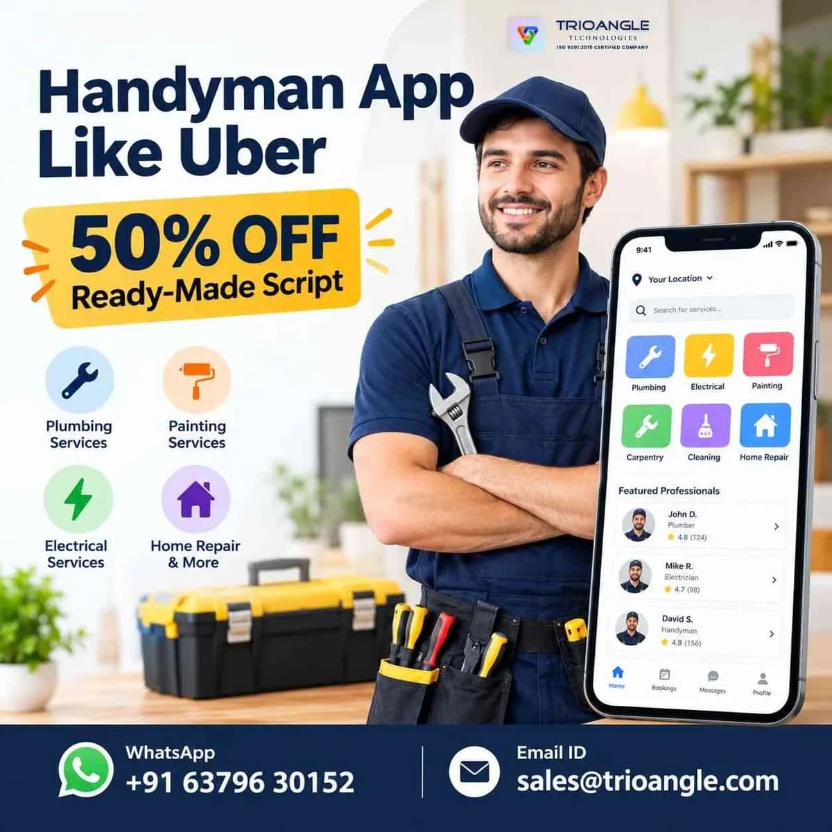 Handyman App Like Uber | 50% OFF Ready-Made Script