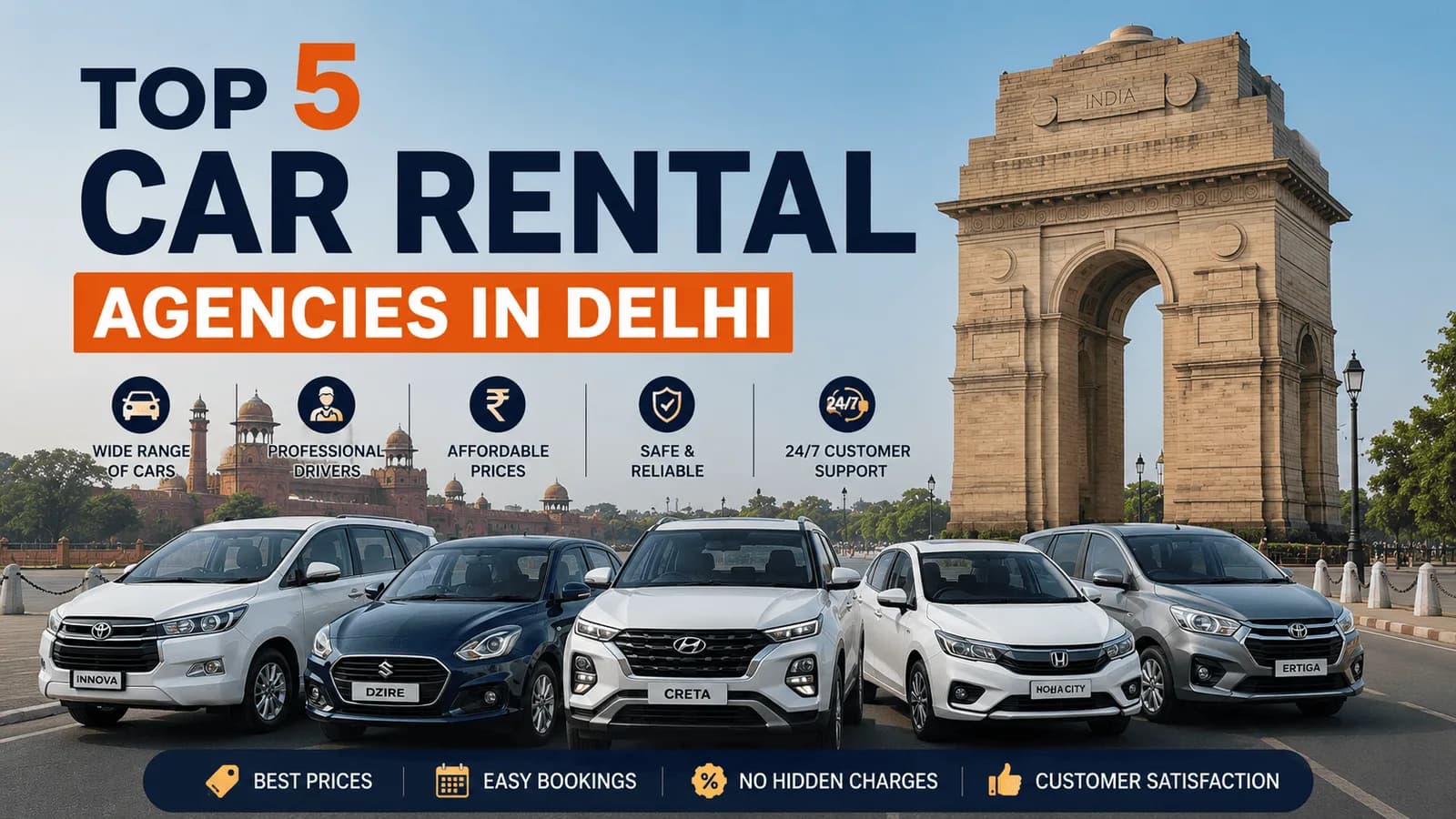 Top 5 Car Rental Agencies in Delhi
