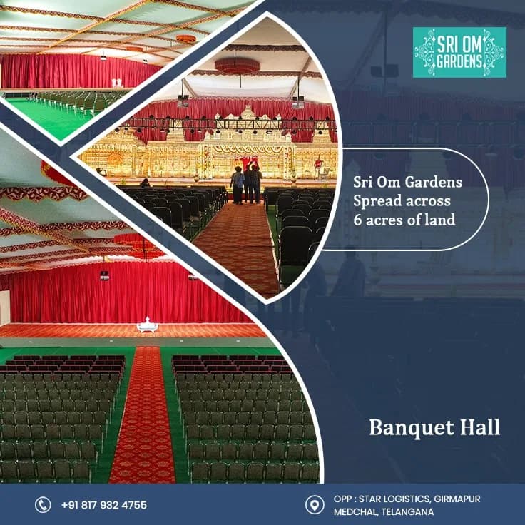 Elegant Wedding & Event Banquet Hall Near Medchal | Sri Om Gardens