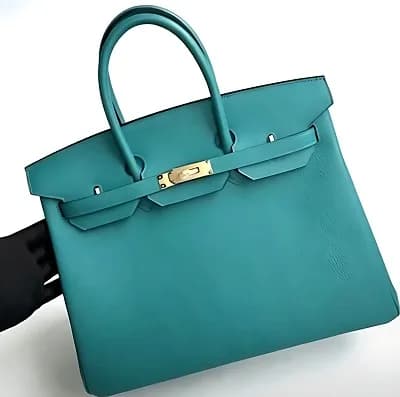 HERMES Birkin 30 Bleu Paon/Rose Lipstick Togo Bag
