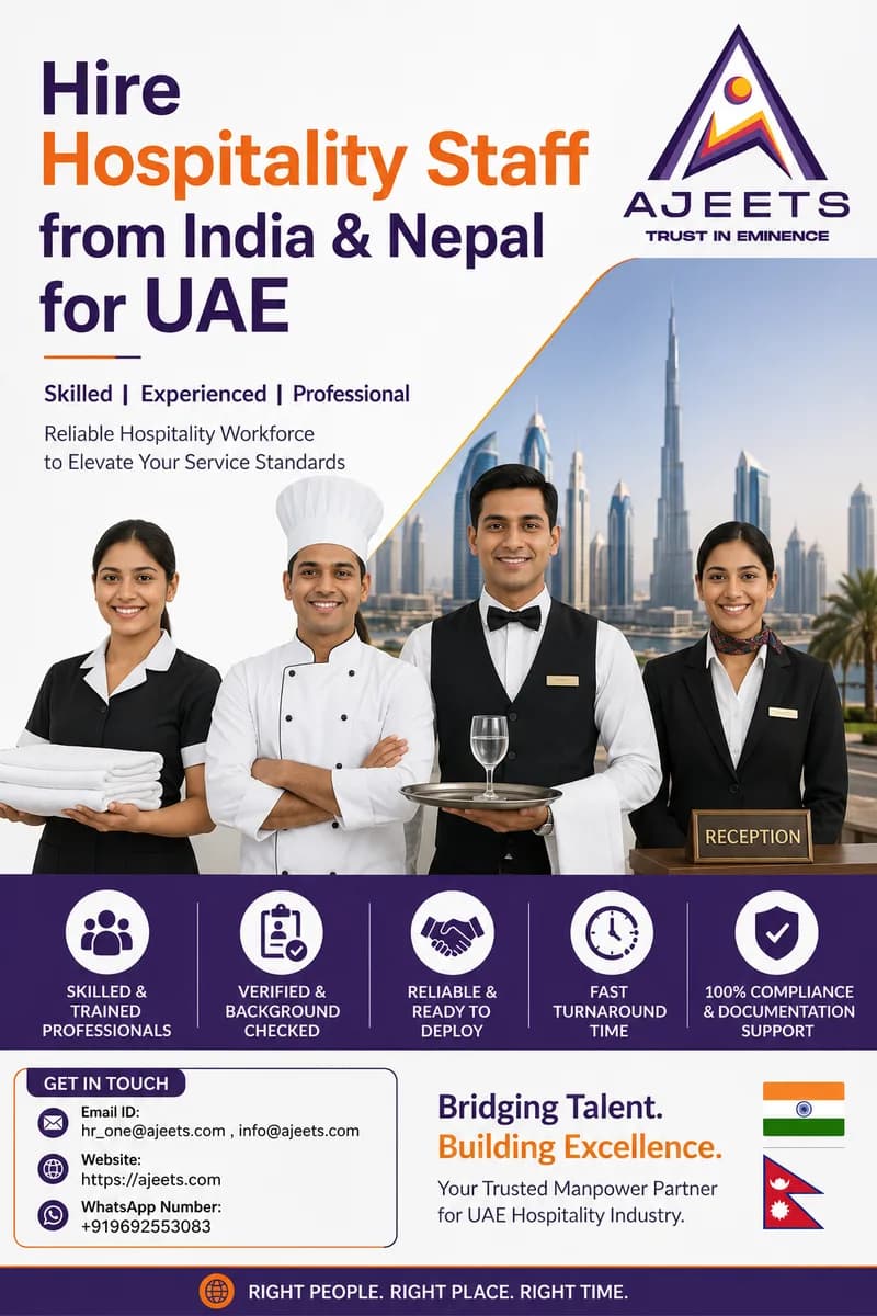 Expert UAE Hospitality Recruitment Services from India