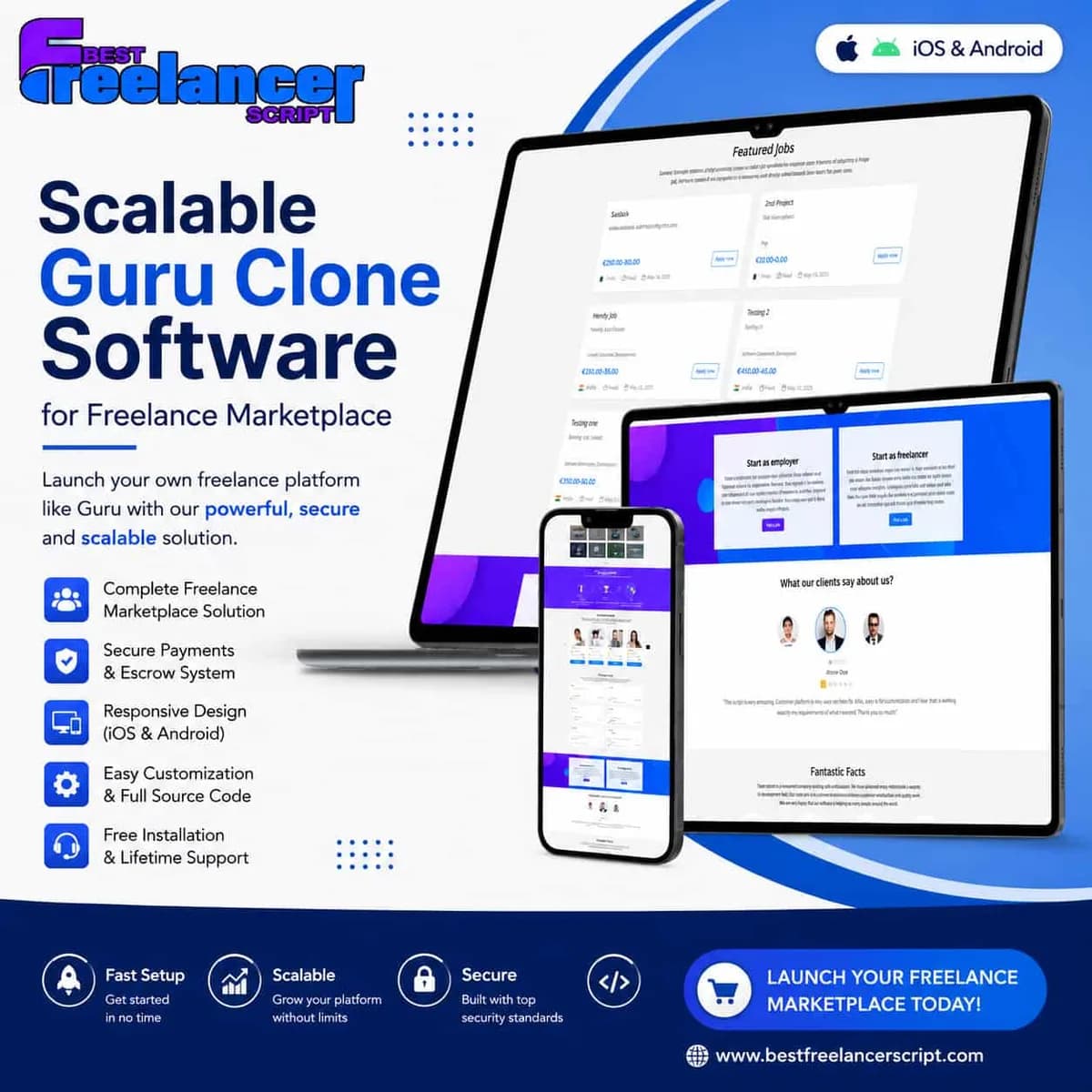 Scalable Guru Clone Software for Freelance Marketplace