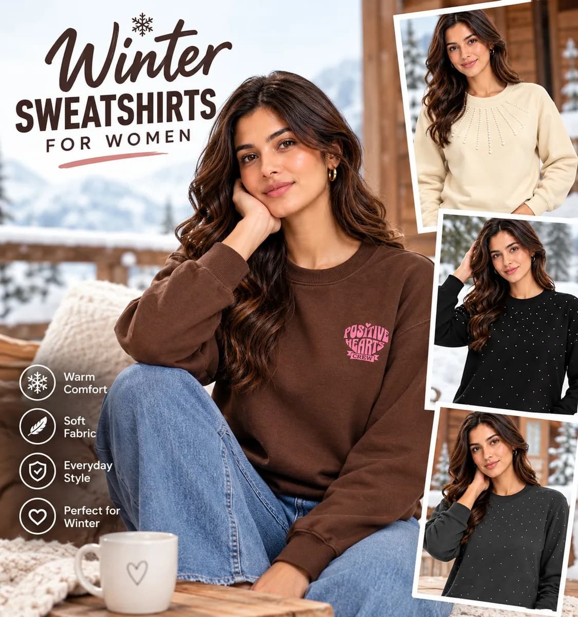 Winter Sweatshirts for Women | Relaxed Fit Fleece Collection