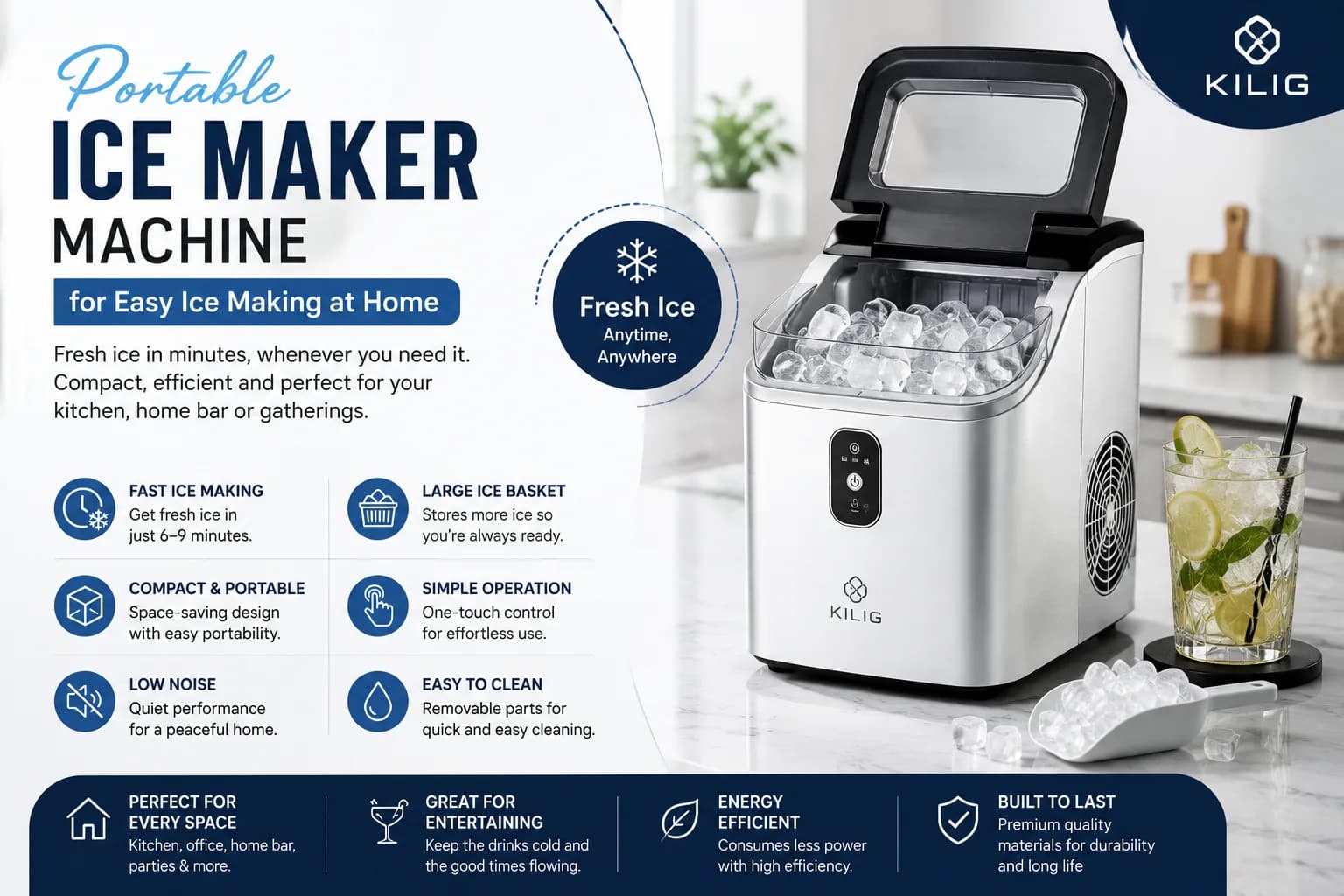 Portable Ice Maker Machine for Easy Ice Making at Home