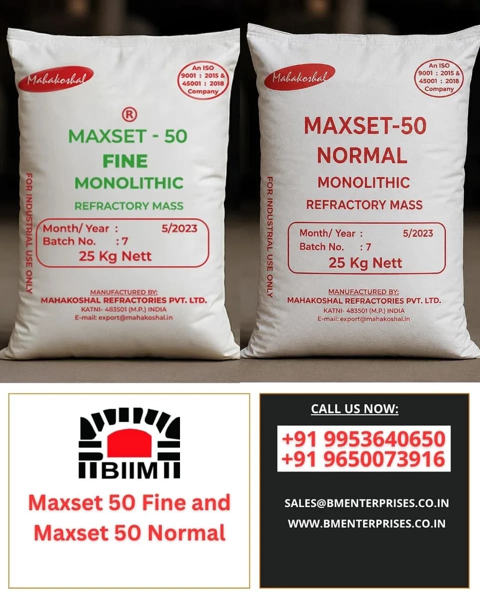 Top Selling Refractory Mass Cement Maxset 50 Fine and Normal