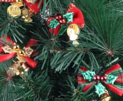Shop 4pcs Mini Christmas Trees Decor with Bows & Colourful Bells