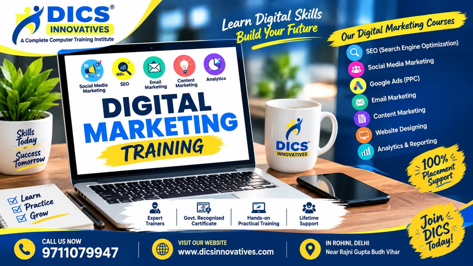 Best Digital Marketing Institute in Rohini – Practical Training with AI