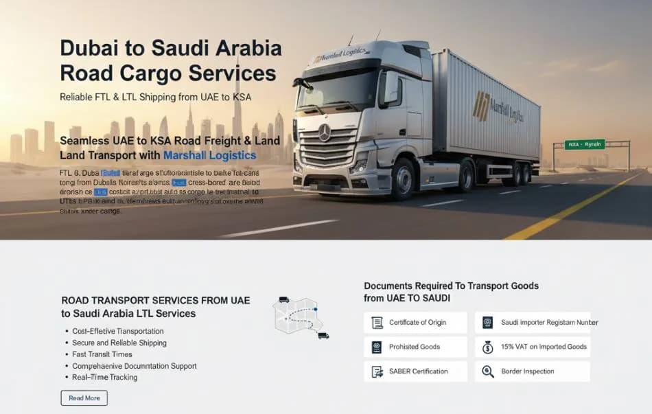 Cargo Services from Dubai to Saudi Arabia | Marshall Logistics