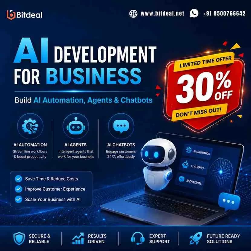 AI Development for Business – Build AI Automation, Agents & Chatbots | 30% OFF Limited Time Offer