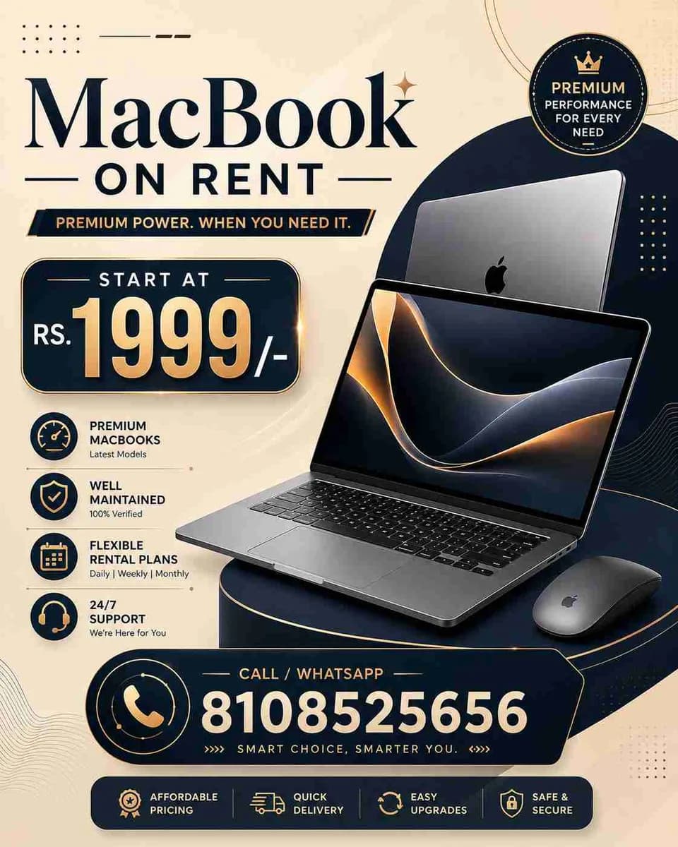 Rent a Macbook on start at rs.1999/-