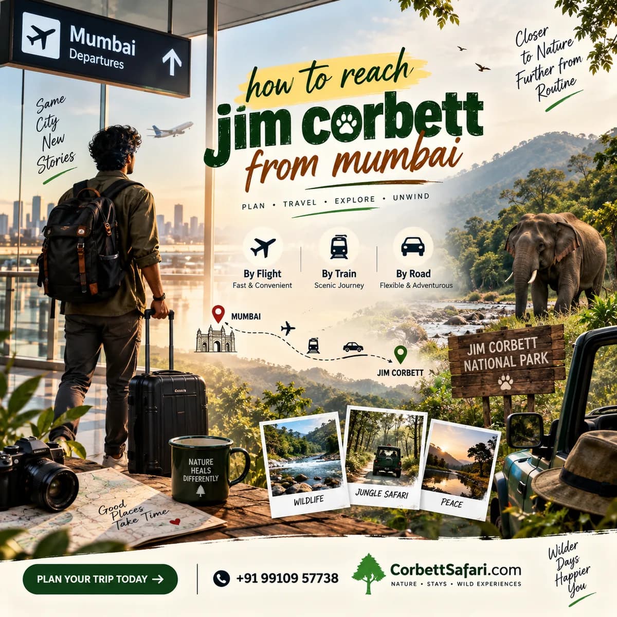 How to reach Jim Corbett from Mumbai conveniently?