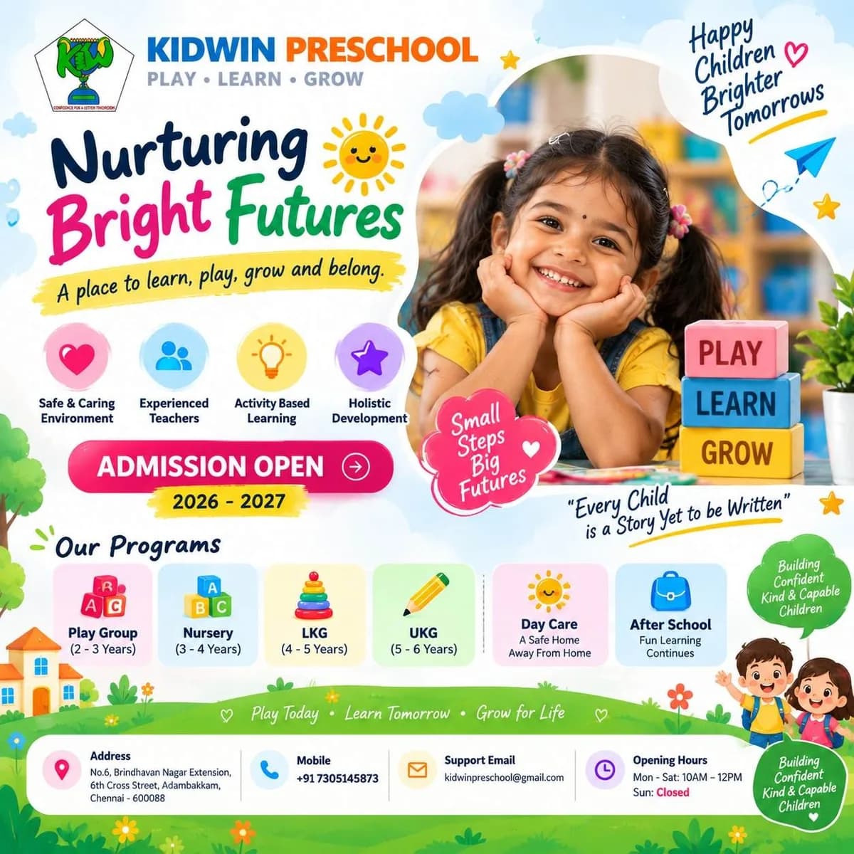 Daycare Centre in Adambakkam, Chennai | Kidwin Preschool