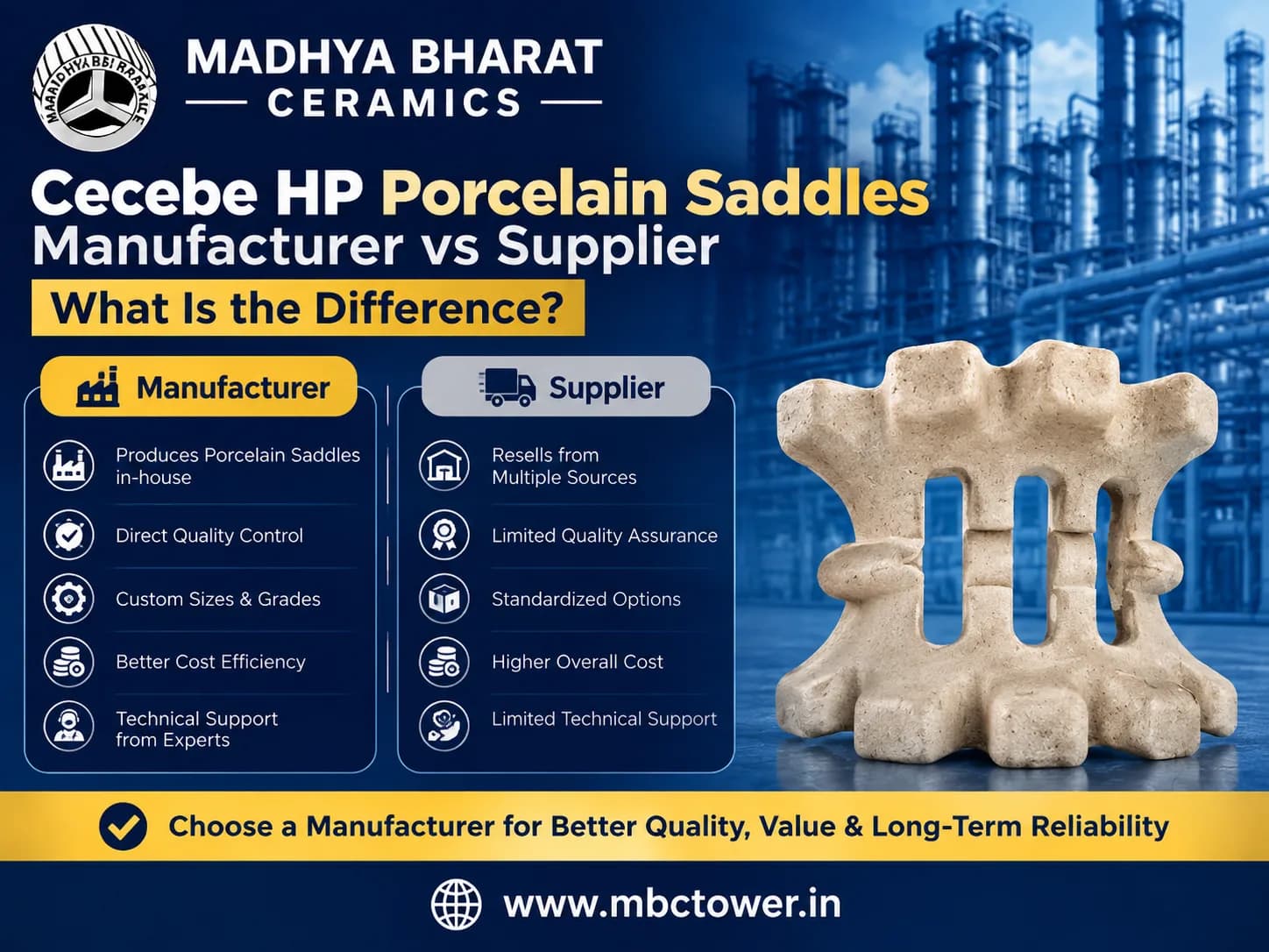 Cecebe HP Porcelain Saddles for Efficient Packed Tower Performance