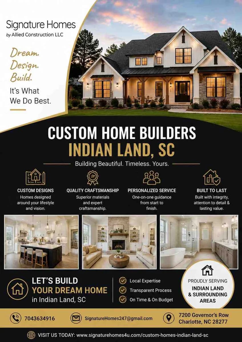 Luxury New Homes in Indian Land SC Built Around Your Vision