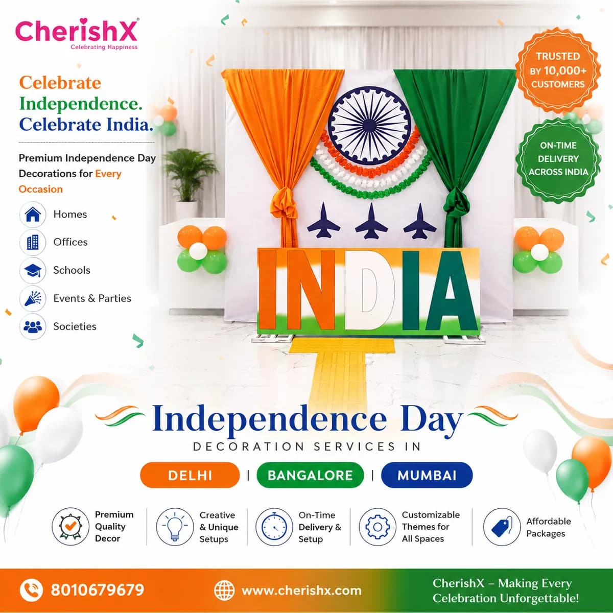Independence Day Decoration Services | Celebrate with Stunning Tricolour Decor