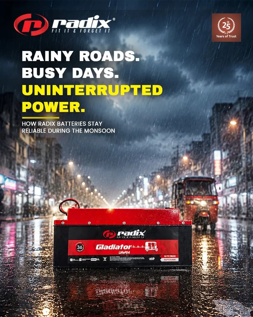 Radix Gladiator LiFePO4 Battery for E-Rickshaws