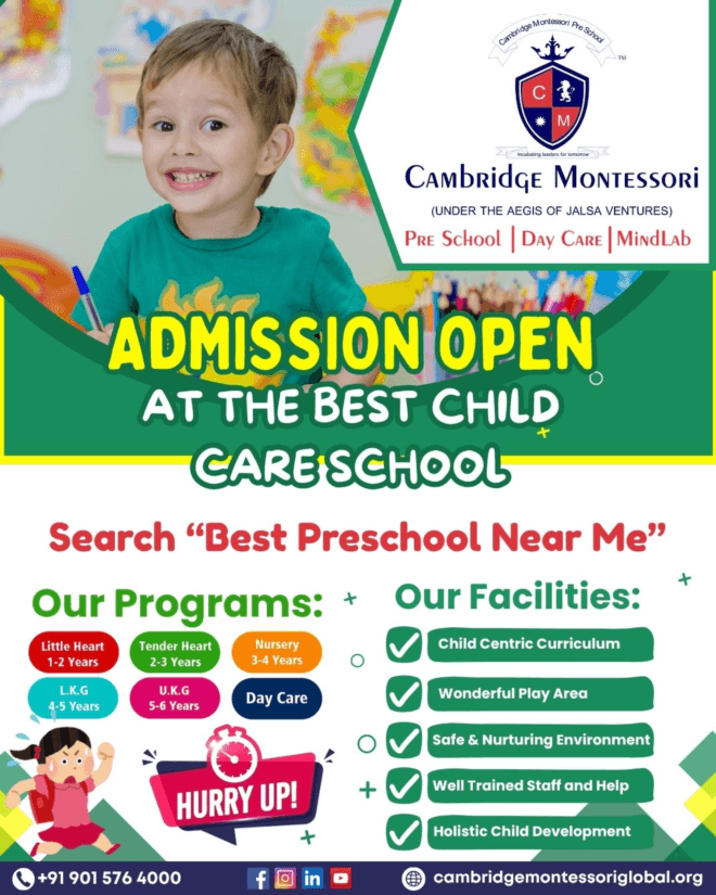 Best Preschool Near Me | Admission Open at the Best Child Care School – Cambridge Montessori